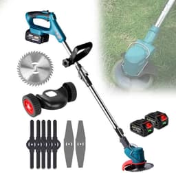 Elektrische grasmaaier - Draadloze trimmer - Gazon onderhoud - Opvouwbaar ontwerp - 23 cm snijbreedte - Zwart — thumbnail 1