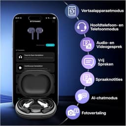 AI Vertaal Oordopjes Real-Time – 148 Talen Ondersteuning met App – Bluetooth Draadloze Open-Oor Oordopjes – 90 uur Standby, 400mAh – Voor Muziek, Bellen, Vertalen, Reizen, Zakelijk & Leren — thumbnail 5