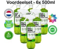 Voordeelset 6x - Nieuw! Verbeterde formule Go4Wipe 500ml Professioneel non-toxic (beeld) schermreiniger voor TV, Monitor, Tablet, Smartphone, Laptop, Brillen