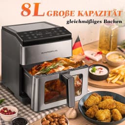 Heteluchtfriteuse XL – Airfryer met Timer & Temperatuurregeling – Gezond Frituren Zonder Olie – Compact Design — thumbnail 8