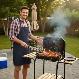 KINGHOFF Houtskoolbarbecue KH-2034 - BBQ met Deksel, Zijtafels en Wielen - 43 x 39,6 cm — thumbnail 3