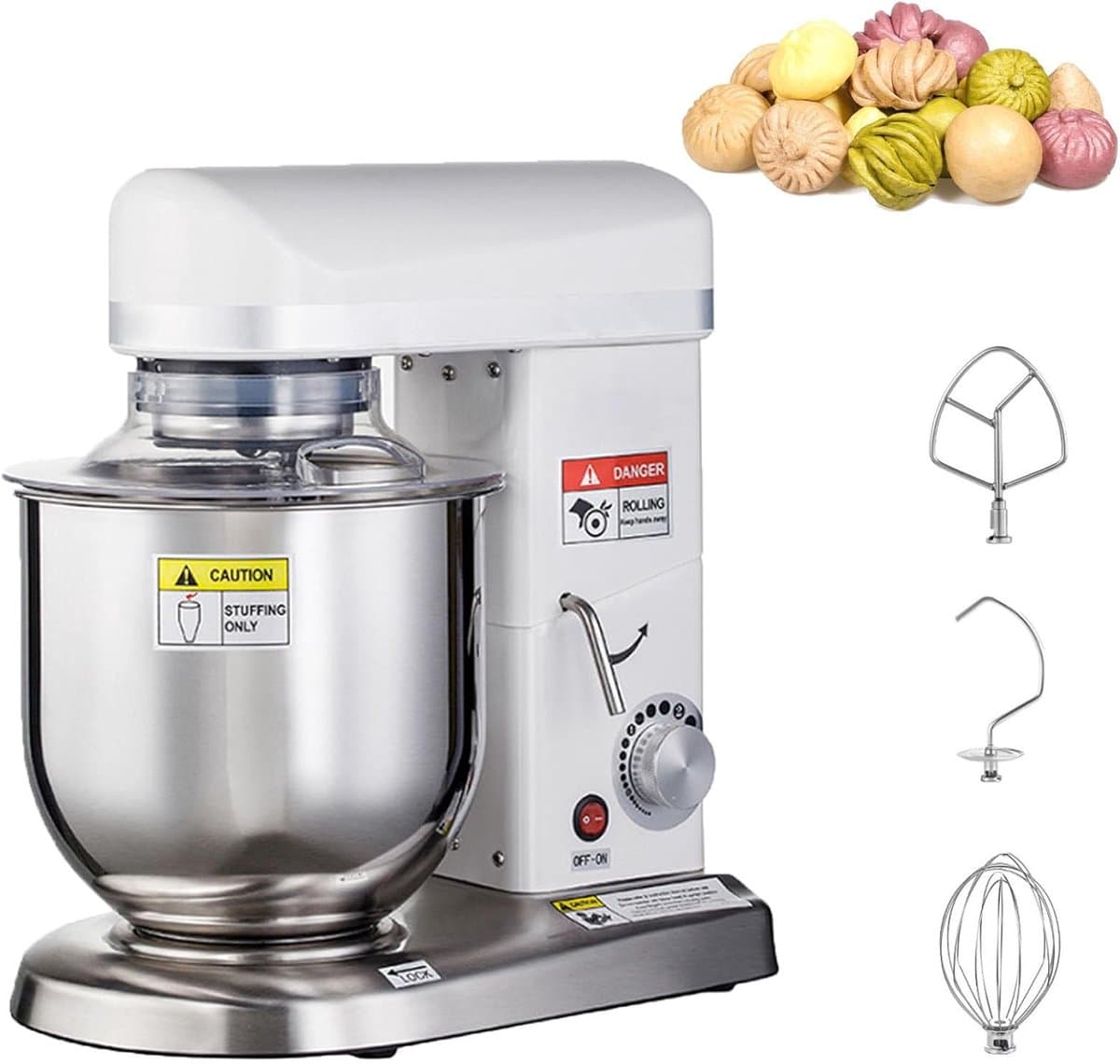 Keukenrobot - Mixer - Bakken en Mixen - 3-in-1 Hulpstukken - 5 Liter Kom - Wit — afbeelding 1