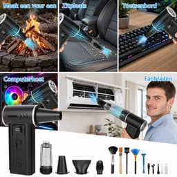 Air Duster 180000 RPM - Blazen & Zuigen - Draadloze Luchtblazer en Kruimeldief - Compressed air - Auto Stofzuiger - Perslucht computer - 8000 mAh - USB-C - voor Computer en Auto — thumbnail 5