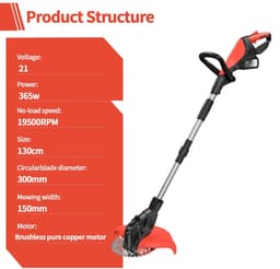 Dailygoods 9 inch borstelloze elektrische grasmaaier, telescopische grastrimmer, snoerloze tuin grasmaaier, trimmer gere — thumbnail 4