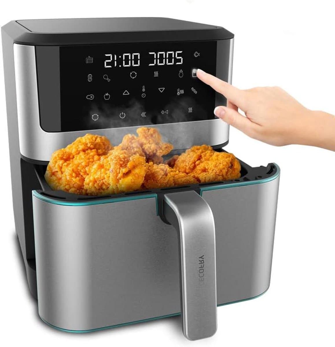 Heteluchtfriteuse - Airfryer zonder olie - Gezond Koken - 10 Voorgeprogrammeerde Menu's - 8 Liter - Roestvrij Staal — afbeelding 1