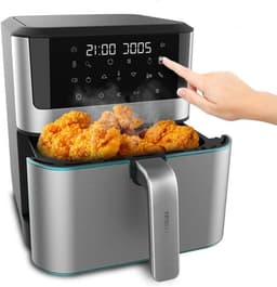 Heteluchtfriteuse - Airfryer zonder olie - Gezond Koken - 10 Voorgeprogrammeerde Menu's - 8 Liter - Roestvrij Staal — thumbnail 1
