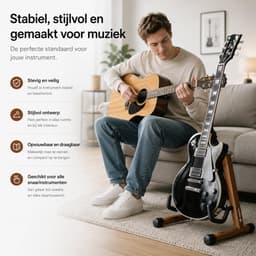 BOTC Gitaarstandaard – Guitar Stand – Basgitaar - Opvouwbare "A" - Standaard voor akoestische en elektrische gitaar - Hout — thumbnail 2