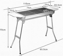Roestvrijstalen houtskoolbarbecue, inklapbaar, outdoor, BBQ, draagbare campingbarbecue, staande grill, grillwagen, kolengrillm 74 x 33,5 x 71,5 cm. — thumbnail 5
