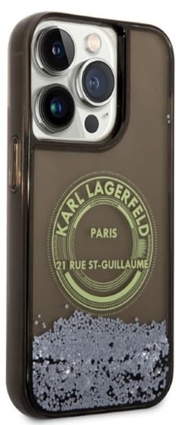 Karl Lagerfeld Liquid Glitter Serie - Smartphone Hoes - Zwart - Brokaten Design - Voor iPhone 14 Pro — thumbnail 5