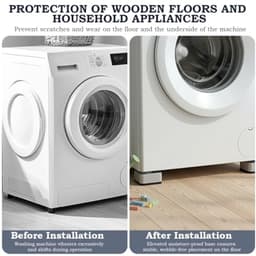 Anti-vibratiepads voor wasmachine - Set van 4 - Antislip rubberen voeten - Universele stabilisator tot 100 kg - 9x9x4,5 cm - Grijs — thumbnail 4