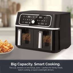 Swiss Haus® AF2309 Dubbele Airfryer XXL - 9L (2x4.5L) – 3100W – Met Kijkvenster – PFAS-vrij – Sync & Match Cook – 10 Programma’s – Heteluchtfriteuse – Zwart — thumbnail 7