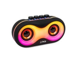 Party Light & Sound - PARTY-OWL - Bluetooth Speaker met LED in Uil Design op Batterij - USB, MicroSD, AUX - Mat Zwart