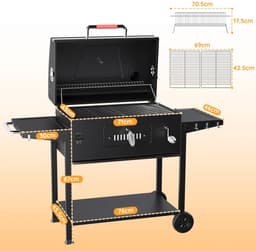 Damenzo - Barbecue - Barbecue houtskool - Grill - Grill apparaat - Bbq - Bbq houtskool - 71x42.5 cm - Zwart — thumbnail 2