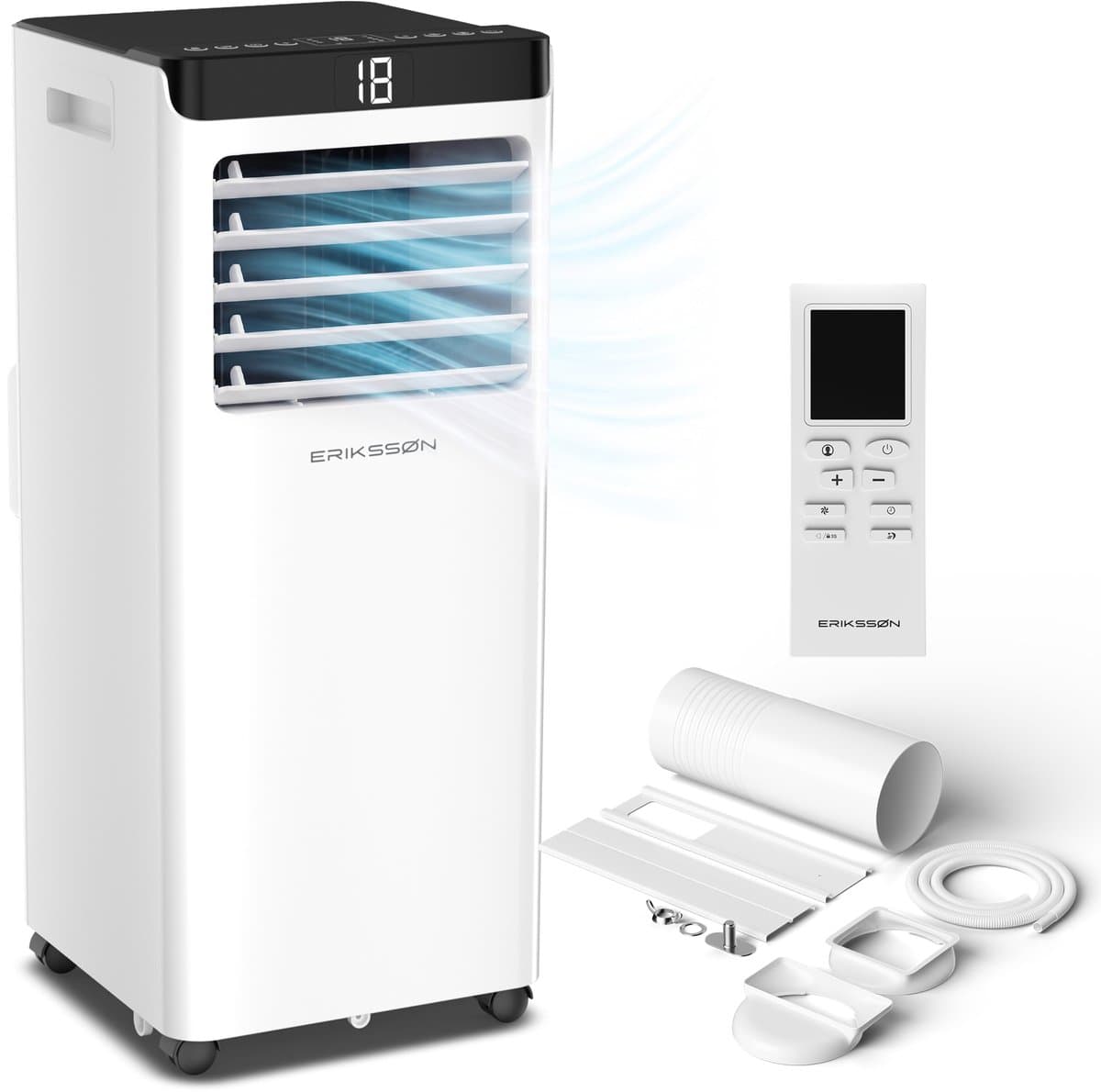 Erikssøn Mobiele Airco - 10.000 BTU - Incl. Raamafdichtingskit - Tot 30m² - 4-in-1 - Airconditioning - Ventilator - Ontvochtiger - Wit — afbeelding 1