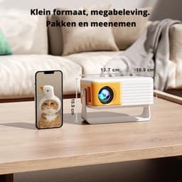 SNJY® Mini Beamer - Mini Projector - Beamer Full HD - Draagbaar - 50% tot 100% Zoom - 1080P - Wit — thumbnail 3