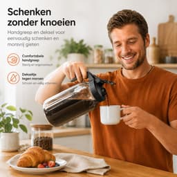 BOTC Cold Brew Koffie Maker - Slow Coffee - 1.8 Liter - Borosilicaat Glas - Zwart — thumbnail 5