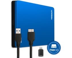 VisiQuality High-Speed Externe Harde Schijf 750 GB - Draagbare Harde Schijf USB 3.0 - Voor Windows & Mac - Geschikt voor Gameconsoles - Compact - Met handleiding - Blauw