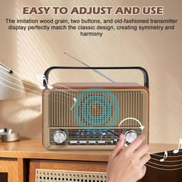 Retro radio met Bluetooth, nostalgische kofferradio, klein, met AM/FM/SW3, USB/TF/AUX, oplaadbaar, keukenradio, vintage radio voor keuken, kantoor, outdoor — thumbnail 3