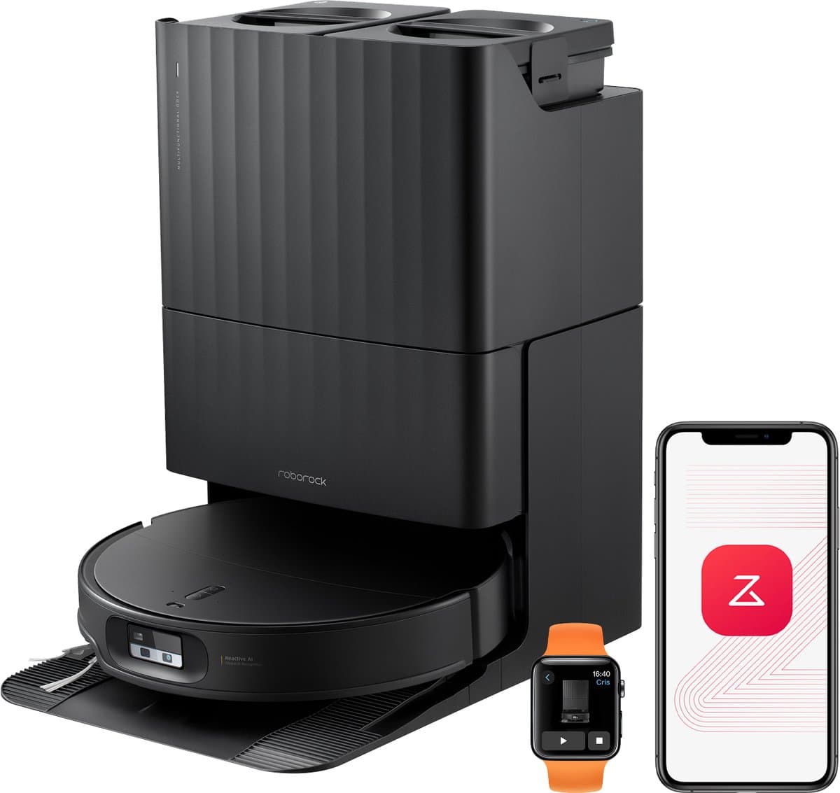 Roborock Qrevo Edge 2-robotstofzuiger-25.000 Pa-7,98 cm ultraslank ontwerp-12 mm dweilheffing-80℃ Warmwatermopwas&Zelfreinigend Station-FlexiArm Technology-RetractSense navigatiesysteem-dubbel anti-klitssysteem-Reactieve AI en Roborock app-bediening. — afbeelding 1
