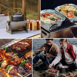 BBQ-grill - Roestvrijstalen BBQ-grill - Houtskool BBQ-grill - Mini BBQ-grill - Buiten BBQ-grill - Draagbaar - Opvouwbaar - Inclusief opbergtas - 27*16*13 cm - Geschikt voor kamperen, terrassen, buiten, enz. - Zilver — thumbnail 4