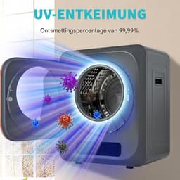 Afvoerdroger - Wanddroogkast met UV Sterilisatie en 6 Programma's - 3 kg Capaciteit - Grijs — thumbnail 13