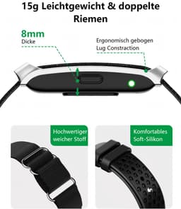 Lichtgewicht fitnessarmband voor 24/7 gezondheidsmonitoring, meer dan 120 sportmodi en slaapanalyse – 1 ATM waterdichte activity tracker met meldingen – zwart — thumbnail 2