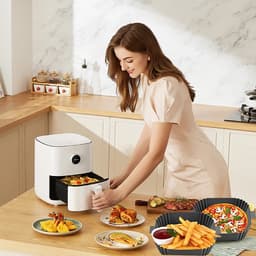 Set van 2 siliconen bakvormen voor airfryers, vierkant (7,9 inch), met handvatten, antiaanbaklaag, hittebestendig tot 240°C, herbruikbaar & vaatwasserbestendig — thumbnail 4