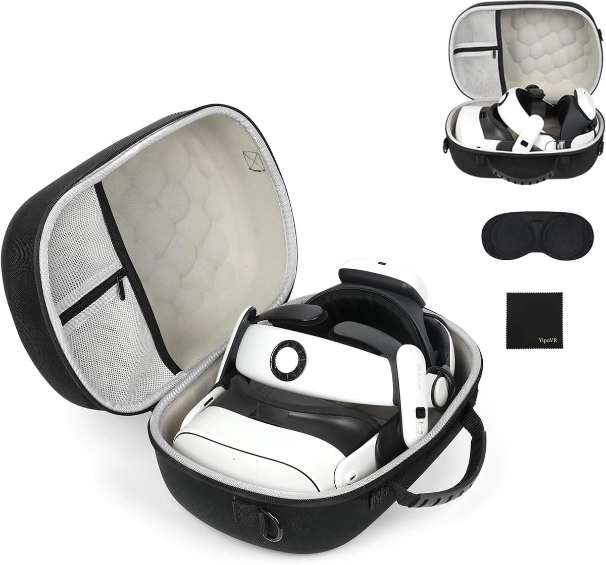 Hard Travel Case voor VR Headset - Beschermhoes voor Gaming Headset en Touch Controllers - Draagtas tegen Stoten, Vallen en Krassen - Opbergdoos voor Accessoires - Reiskoffer voor Virtual Reality Apparatuur - Zwart — afbeelding 1