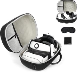Hard Travel Case voor VR Headset - Beschermhoes voor Gaming Headset en Touch Controllers - Draagtas tegen Stoten, Vallen en Krassen - Opbergdoos voor Accessoires - Reiskoffer voor Virtual Reality Apparatuur - Zwart — thumbnail 1