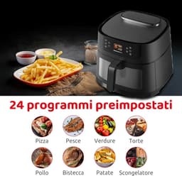 Luchtfriteuse - Airfryer Frituurpan - Gezond Koken - AI Voedselherkenning - 8 Liter Capaciteit - Zwart — thumbnail 2