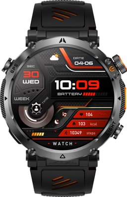 Knobbout GPS Smartwatch 1.7" (4,3 cm) met LED Zaklamp – 850mAh Batterij | IP68 Waterdicht | Kompas, Hoogtemeter & Barometer | Outdoor Sport Horloge met Bluetooth Bellen - Oranje — thumbnail 3