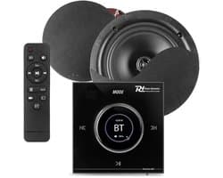 Power Dynamics Powerline B50B inbouw versterker met 2 plafondspeakers - 6.5 inch - 2x 25W - Zwart