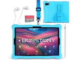 Bosstony Snelle Kindertablet 10 inch - Ouderlijk Toezicht - 6000mAh Batterij - Compleet Pakket - Android 13 - Full HD - Kindertablet vanaf 3 jaar - 6 GB Ram - 2.0GHz processor - 192GB Geheugen - Tablet Kinderen - Kids Tablet
