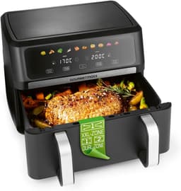 Heteluchtfriteuse - Dubbele Kamer - Gezond Koken - Vario Kamer Technologie - 10 Liter Capaciteit - Zwart — thumbnail 1