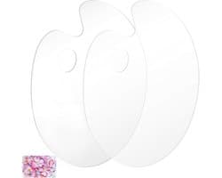 Set van 2 Transparante Acrylaat Verf Paletten - Mengpalet voor Creatieve Projecten, Ovaal, 20 x 30 cm, Kunstbenodigdheden, Schilderen, DIY Crafts