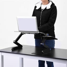 Verstelbare Laptopstandaard van Aluminium, Opvouwbare Notebook Houder met Muismat, Ideaal voor Bed, Kantoor en Ontspanning — thumbnail 2