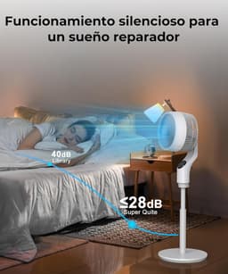 Staande Ventilator - Luchtcirculator - Ruimte Koelen - Stille Werking 28dB - 91cm Hoog - Wit — thumbnail 3