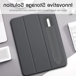 Zelfklevende potloodhouder voor iPad Pencil 1e en 2e generatie, elastische PU-lederen etui voor iPad 9e, 8e, Air 4, Pro 11 en 12.9, Mini 6, donkergrijs, ideaal voor bescherming en gebruiksgemak — thumbnail 2