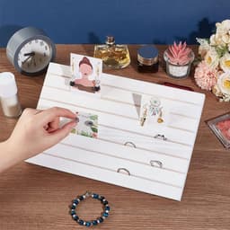 7 Slots Houten Oorbellen Display Stand, Oorbellen Kaart Houder met 2 Afneembare Pinnen, Organisator voor Sieraden en Oorbellen, 29x19cm — thumbnail 4