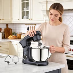 Keukenmachine Krachtige Motor & Stijlvol Design voor Perfecte Resultaten – Keukenrobot met 2 RVS Kommen 4L en 5L en 10 Snelheden – Keukenmixer Stil & Duurzaam voor Mixen en Kneden | Ideaal voor Bakken & Dagelijks Gebruik — thumbnail 2