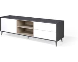 Tv-kast - Tv-meubel Dressoir - Opbergen Media - Veelzijdig Design - 180 cm - Mat Zwart Wit