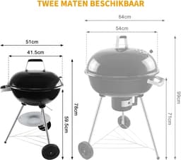 Houtskool BBQ Kogelmodel Met Ventilatieopeningen Barbecue Met Deksel Efficiënt Grillen Voor Meerdere Personen — thumbnail 4