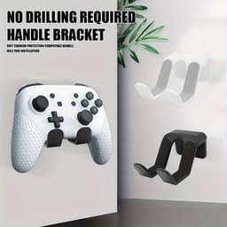 Wandgemonteerde standaard voor gamecontrollers en koptelefoons, boren niet nodig, displayrek van ABS-kunststof, geschikt voor het opbergen van videogame-accessoires en -onderdelen, praktische haken (zwart). — thumbnail 3