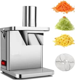 Elektrische Groentesnijder - Fruitsnijder Raspmachine - Commercieel Gebruik - Hoge Capaciteit 150kg/u - 6 Snijmessen - Zilver — thumbnail 1