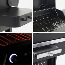 sweeek - Elektrische barbecue 2 branders 2300w geëmailleerd staal, 2 zijtafeltjes, thermometer, bedieningspaneel - voltis — thumbnail 3