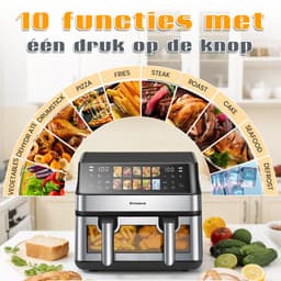 Sinaopus XXL Airfryer 8L 903A – Met Dubbele Mand – 10 Kookprogramma’s – Onafhankelijke Snelle Opwarming – Geschikt voor Gezinnen – Kijkvenster – Eenvoudig te Reinigen – Capaciteit voor 4 tot 5 Personen — thumbnail 4