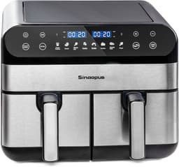 Digitale Airfryer XXL 11L Sinaopus 920 – Heteluchtfriteuse met Dubbele Mand en DualMand Onafhankelijke Snelle Opwarming – Voor Gezinnen – 8 Programma’s – LED Touchscreen – Kijkvenster – Makkelijk te Reinigen – Capaciteit voor 7 Personen — thumbnail 1