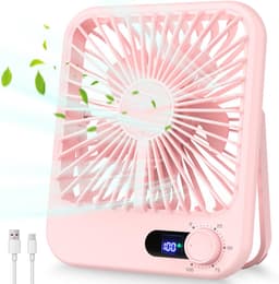 carmdering - Draagbare Ventilator - Oplaadbare Tafelventilator - Persoonlijke Bureauventilator - Digitaal Display - 100 Verstelbare Snelheden - ABS Kunststof - Ultra Stil Design - Ideaal Voor Reizen En Slaap -roze- 1 Stuk — thumbnail 1