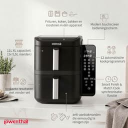 Dubbele Airfryer XL - Hetelucht Friteuse - Airfryer met Dubbele Mand - Gezinsmaaltijd — thumbnail 5