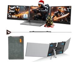 DnA® Professionele Portable Monitor - USB-C - 14.1 Inch - Double Draagbare Monitor - Portable Monitor Voor Laptop - Grijs - 2cm x 21cm x 34cm